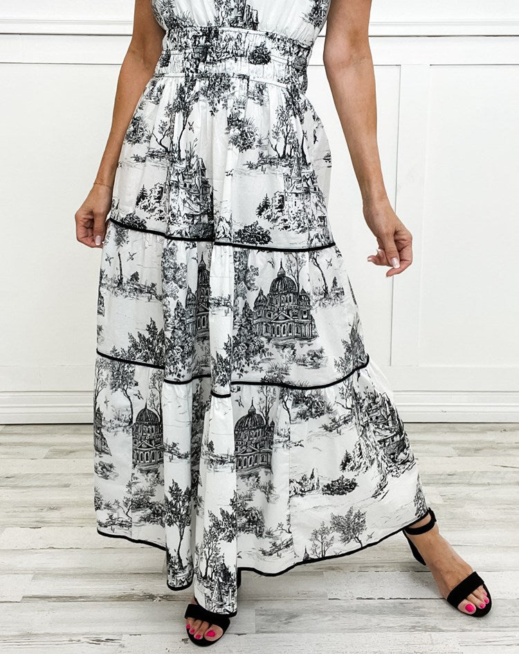 Marcelline | Effortlessly Elegant Toile Maxi – Flattering Comfort with Timeless Flow
