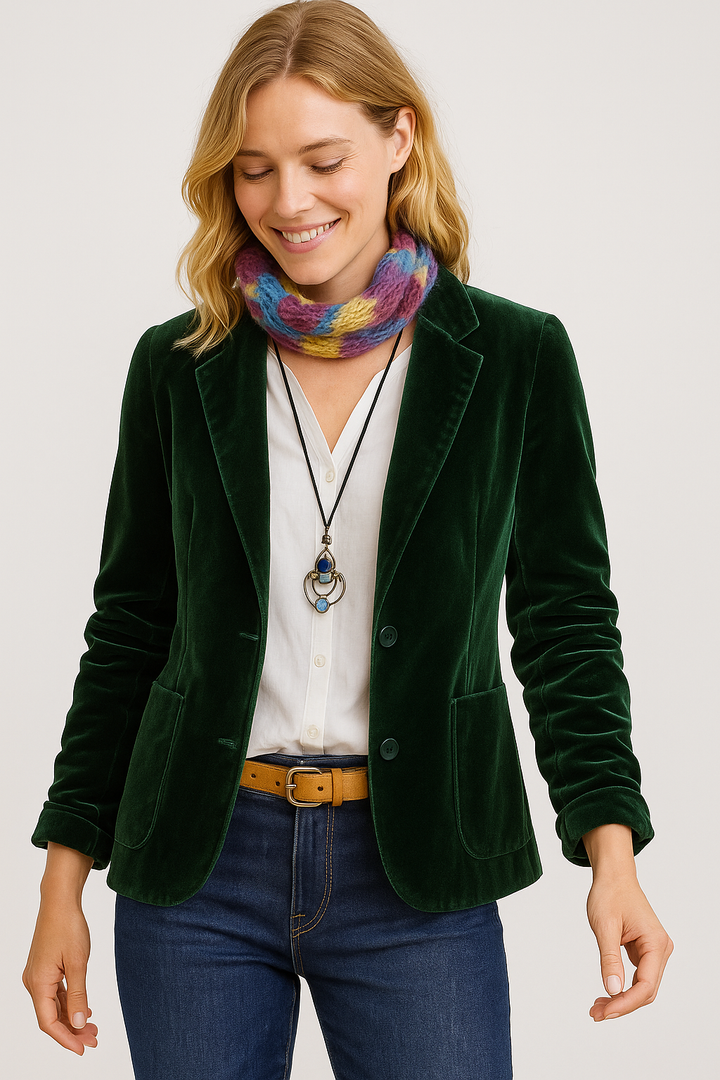 Vale – Sleek Velvet Slim-Fit Blazer