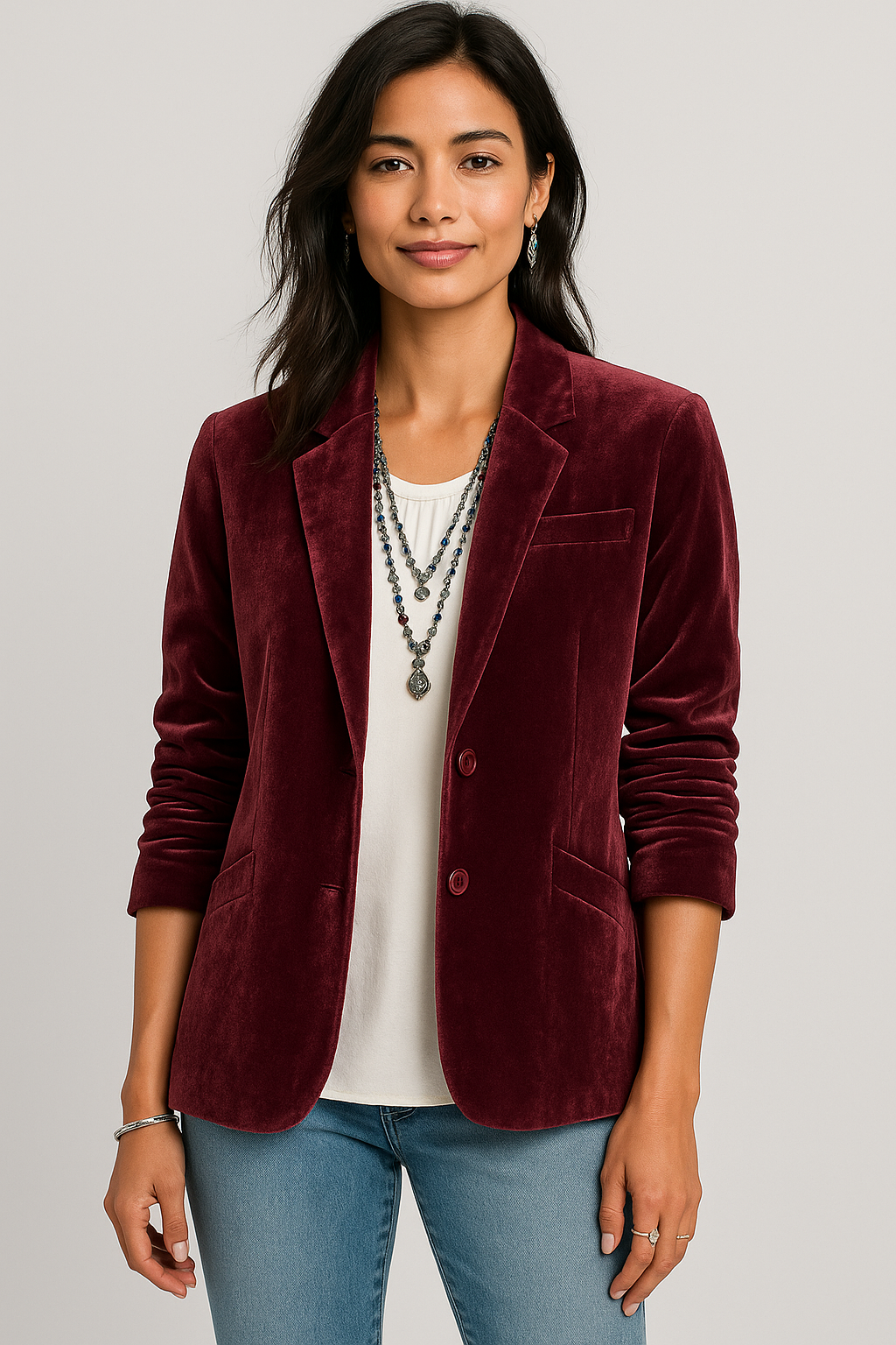 Vale – Sleek Velvet Slim-Fit Blazer