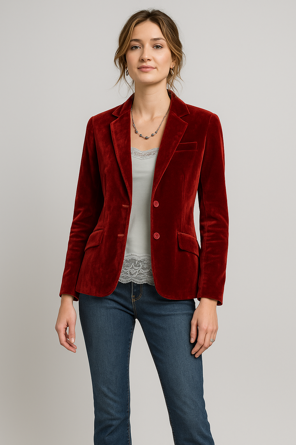 Vale – Sleek Velvet Slim-Fit Blazer