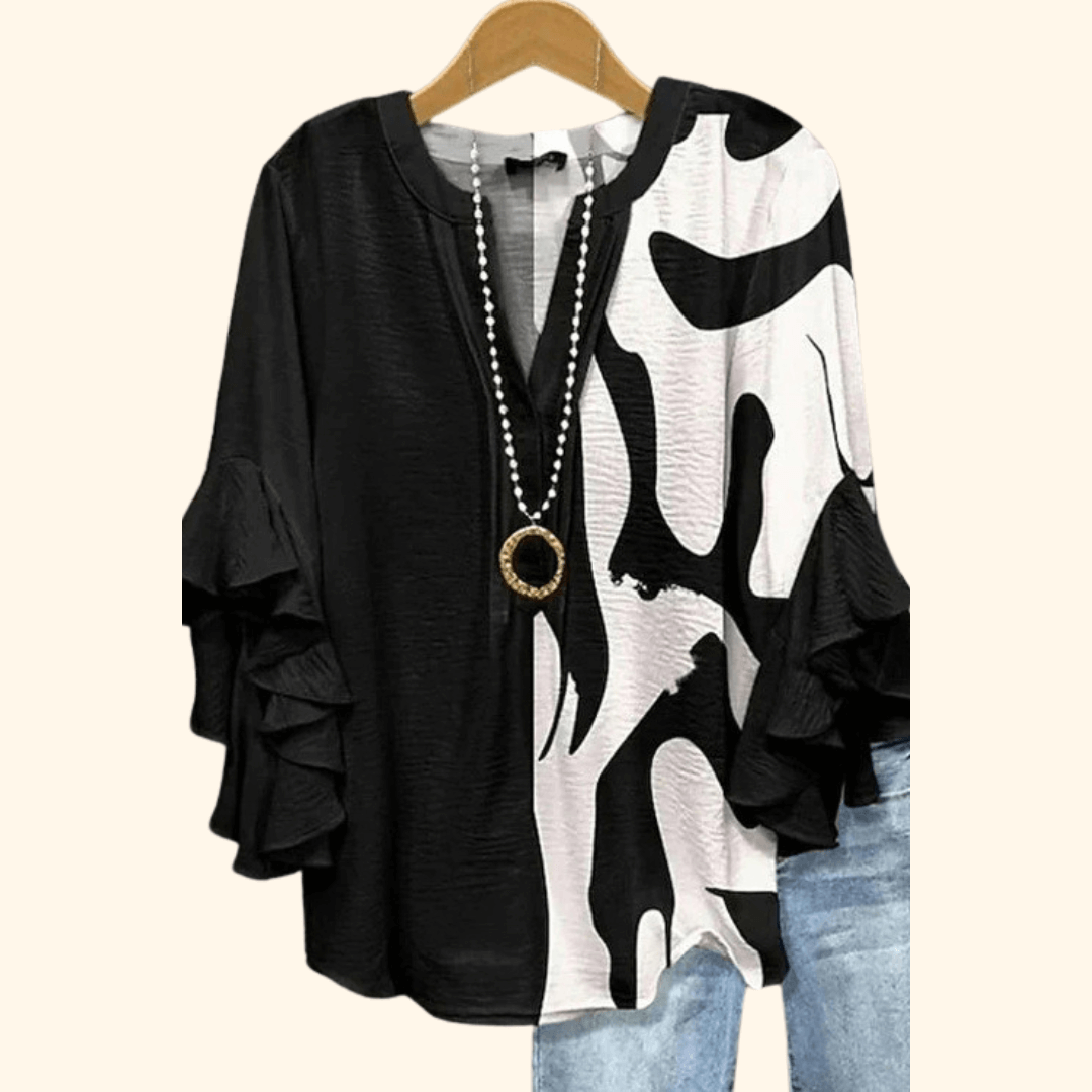 Noir Muse - Vintage Floral Print Blouse