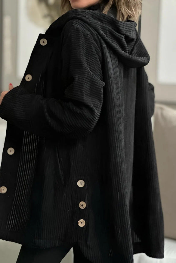 Polina - Cozy Hooded Corduroy Coat