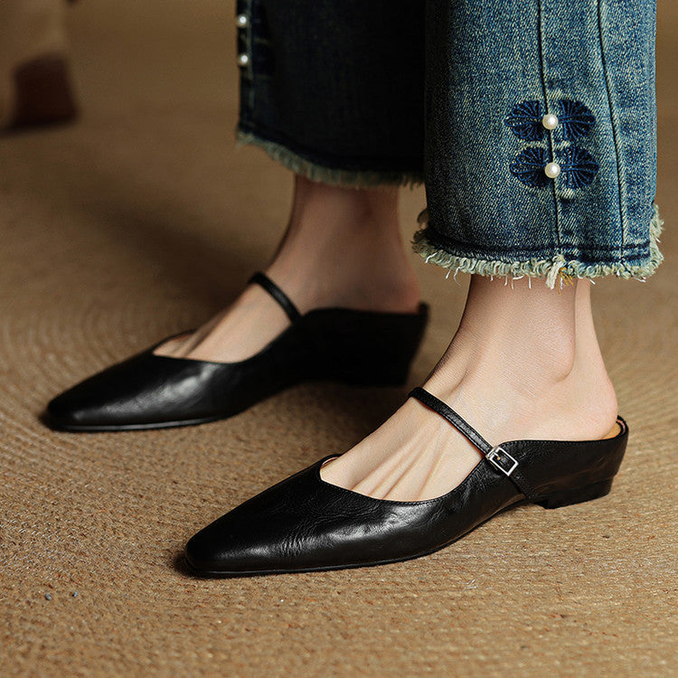 Orella™ - Authentic Leather Slip-On Mules