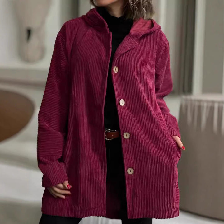 Polina - Cozy Hooded Corduroy Coat