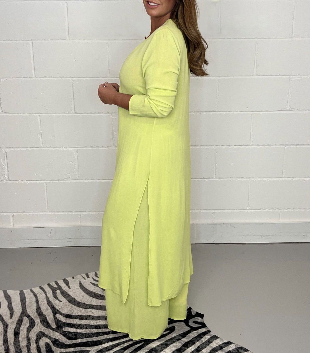 Daniela - V-Neck Slit Casual Two-Piece Set