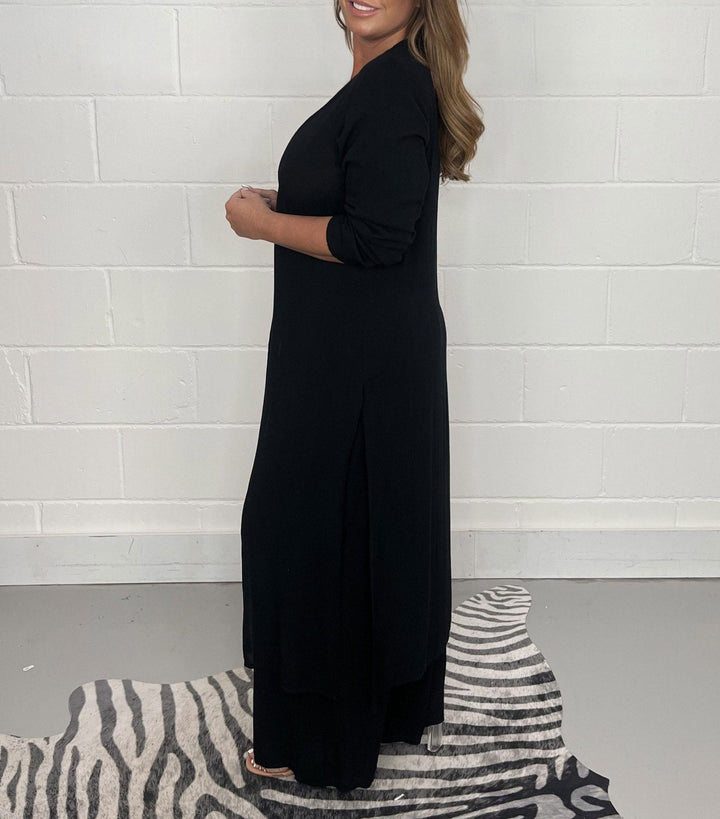 Daniela - V-Neck Slit Casual Two-Piece Set