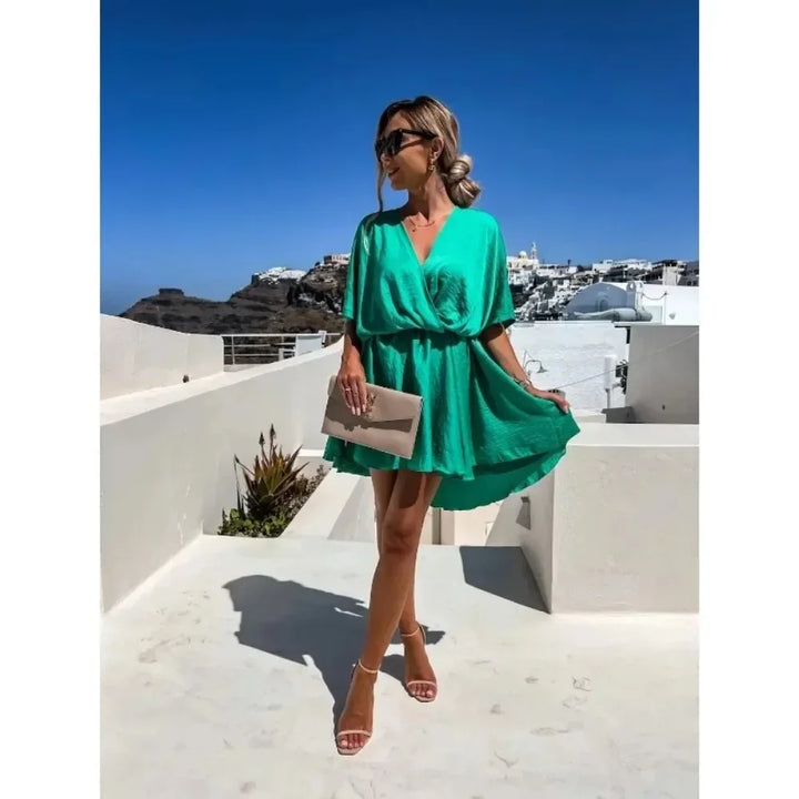 Livia V-neck Loose Satin Dress