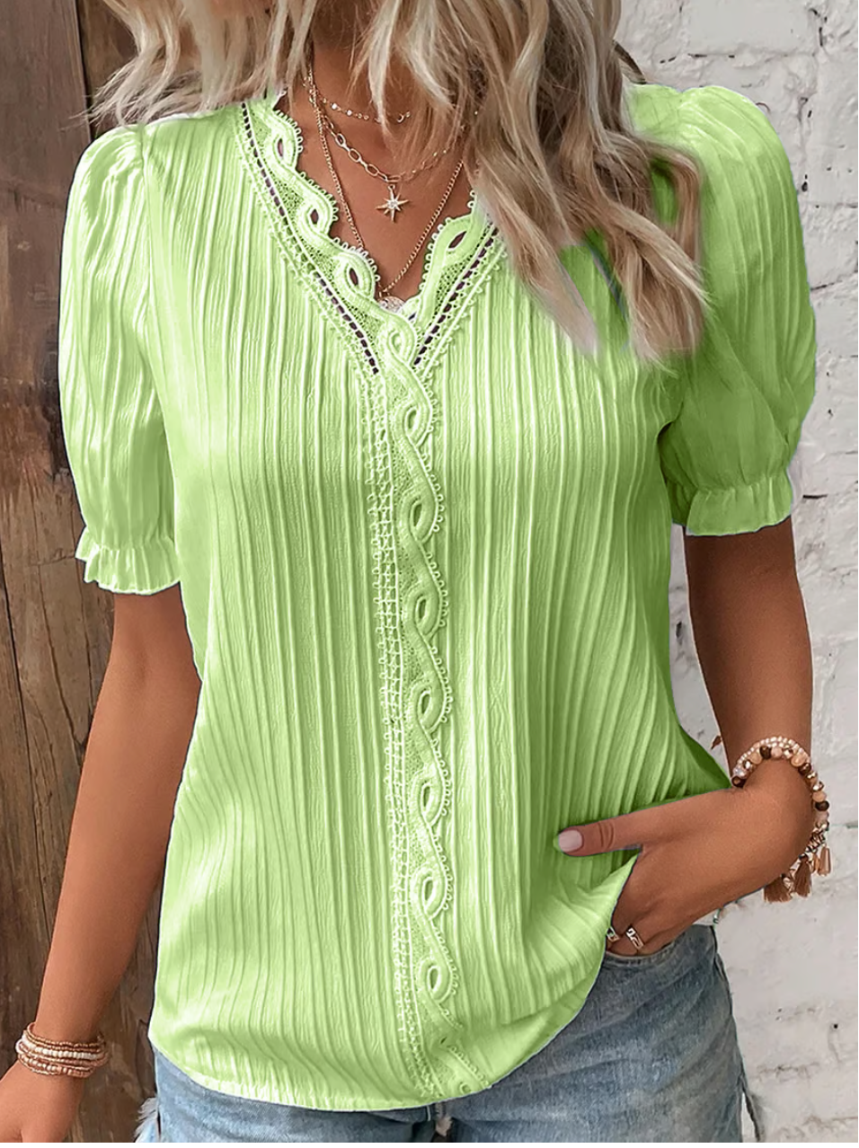 Elena | Plain Lace Elegant Shirt