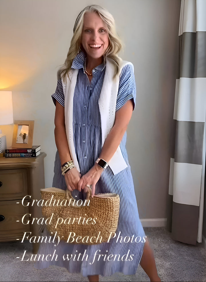 Fioria™ Flattering Striped Shirtdress