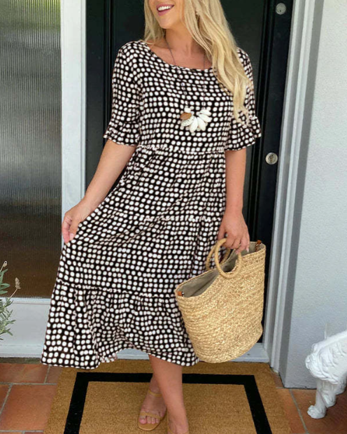 Zora | Sable Midi Dress with Short Sleeves