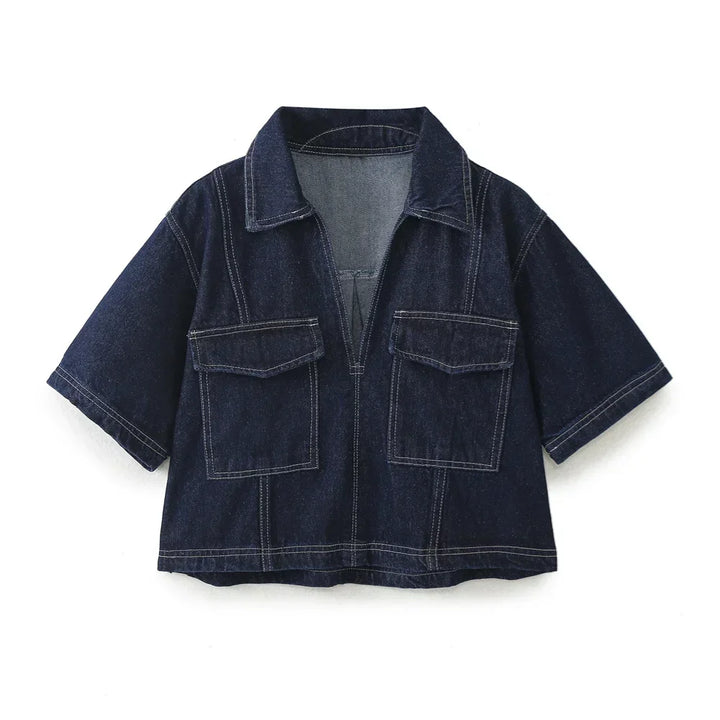 Jeanina® | Denim Set with V-Neck Design