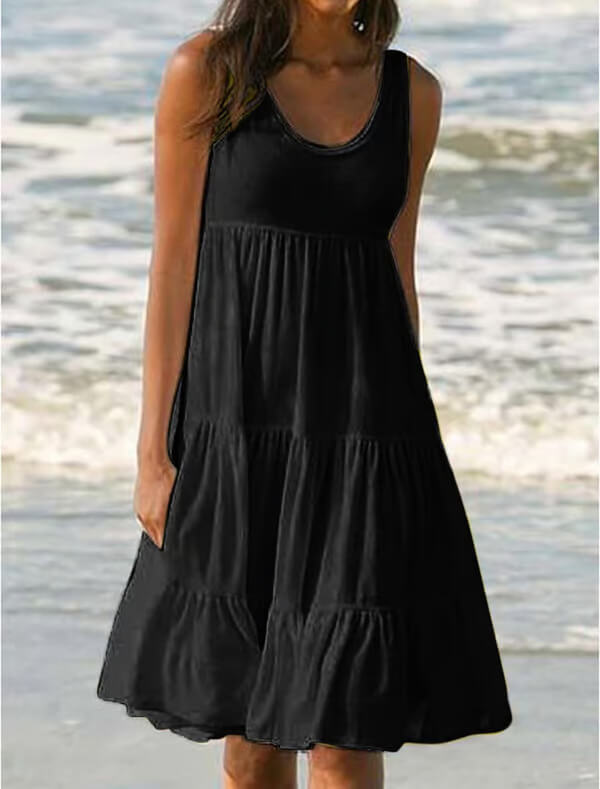 Ula | Sleeveless Beach Midi Dress with Panels