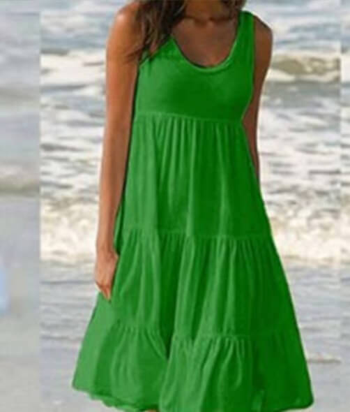 Ula | Sleeveless Beach Midi Dress with Panels