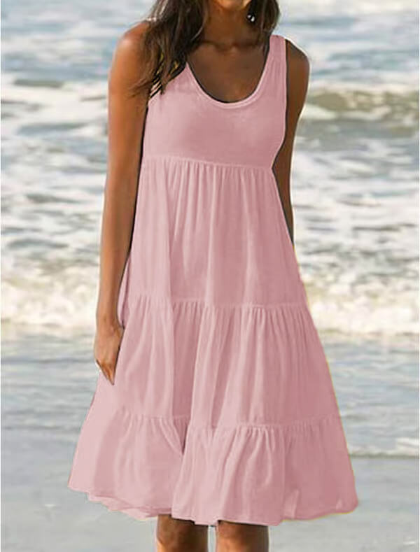 Ula | Sleeveless Beach Midi Dress with Panels