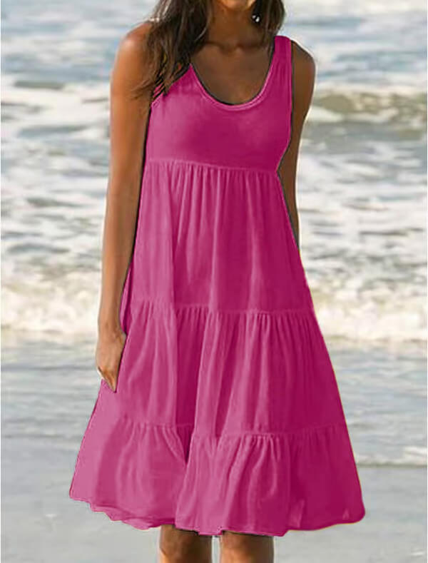 Ula | Sleeveless Beach Midi Dress with Panels