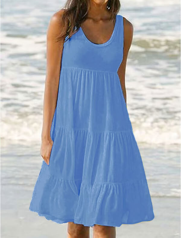 Ula | Sleeveless Beach Midi Dress with Panels