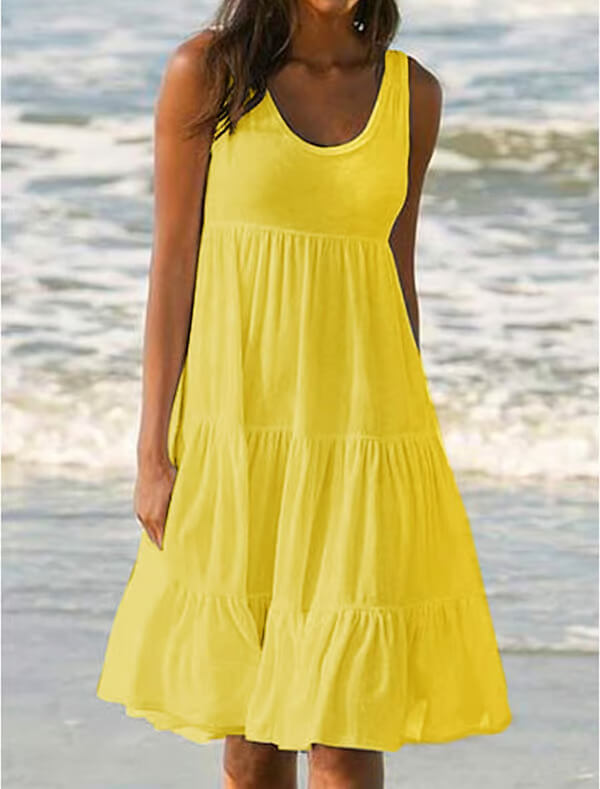 Ula | Sleeveless Beach Midi Dress with Panels