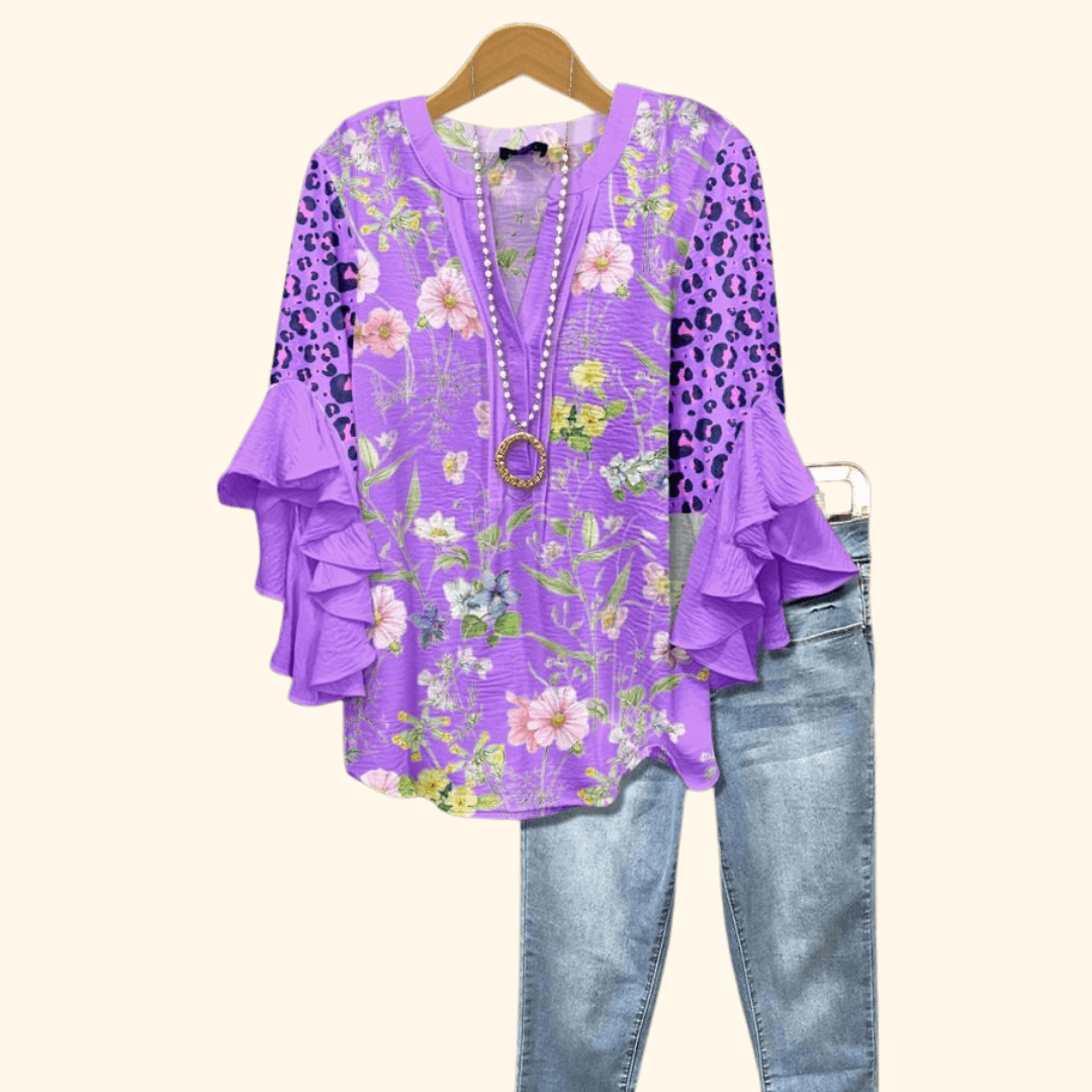 Violet Meadow - Vintage Floral Print Blouse