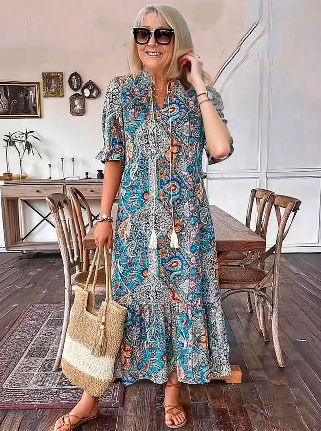 Farah | Vintage Print Tunic Dress