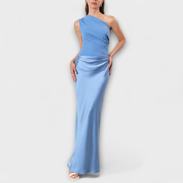 Viola | Elegant One-Shoulder Pleated Maxi Dress