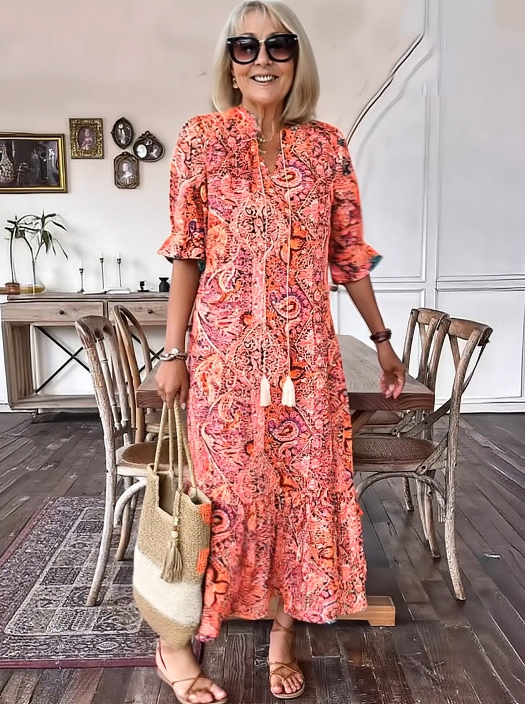 Farah | Vintage Print Tunic Dress