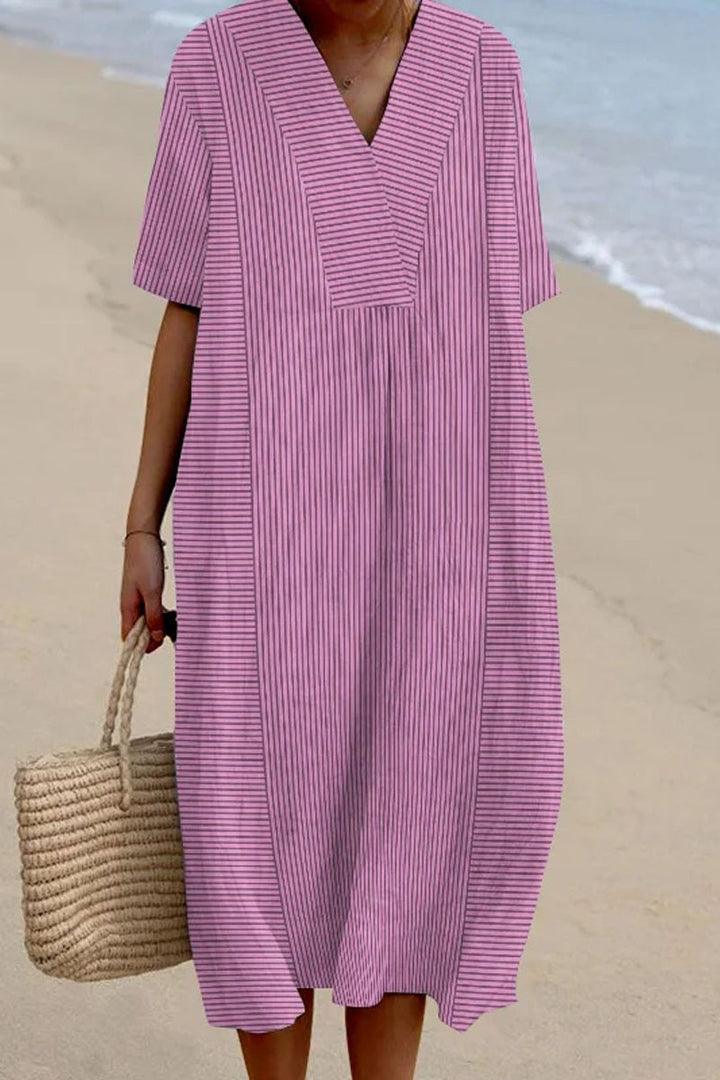 Flowy Dress with Women's Geometric Line Art Print