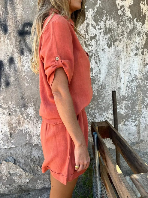 Eleanora™ | LINEN SHIRT WITH SHORTS