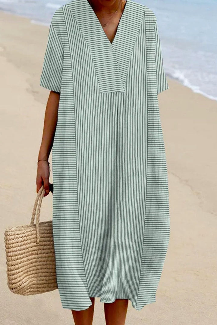 Flowy Dress with Women's Geometric Line Art Print