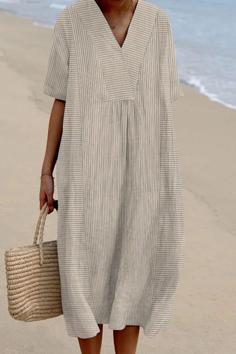 Flowy Dress with Women's Geometric Line Art Print