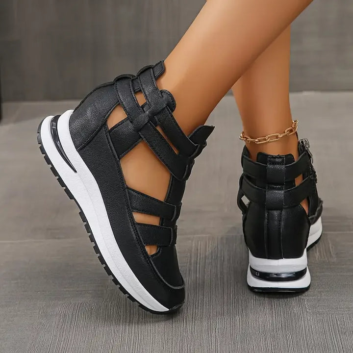 Delina - Chic Lightweight Wedge Sandal Featuring Side Zipper