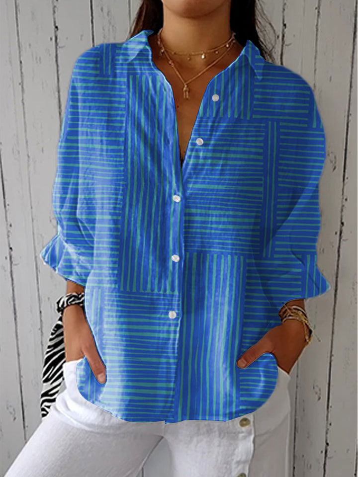 Feline | Azure Striped Blouse