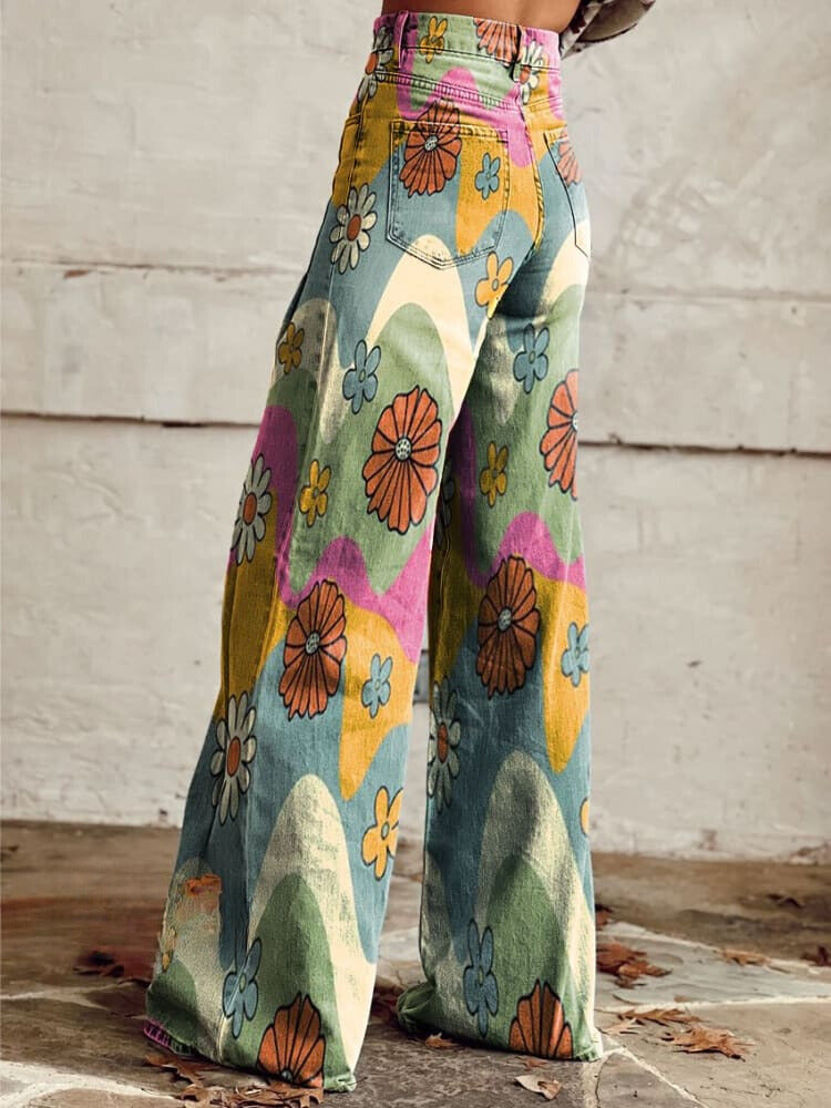 CATHY | Floral Daisy Relaxed Fit Pants