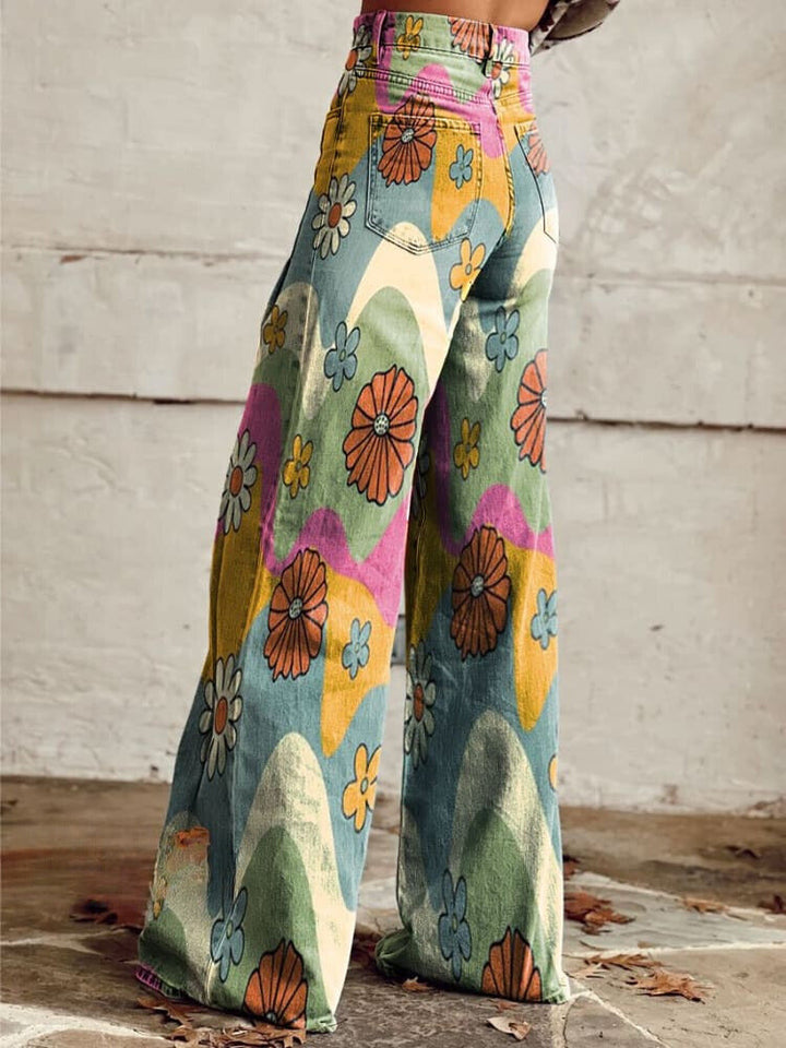 CATHY | Floral Daisy Relaxed Fit Pants