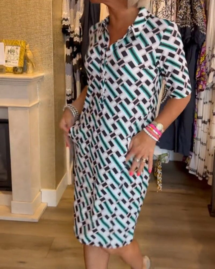 Collette | V Neck Geometric Printed Dress