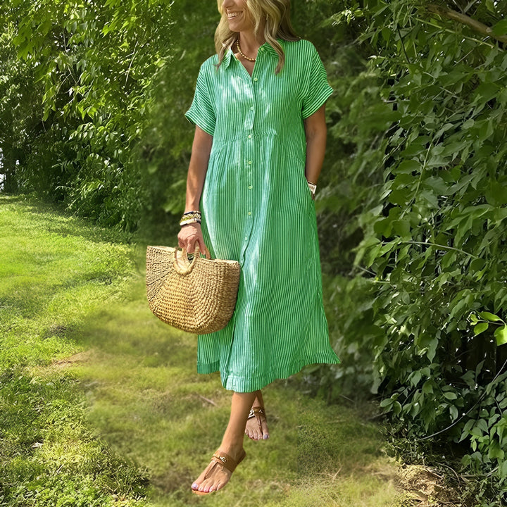 Fioria™ Flattering Striped Shirtdress