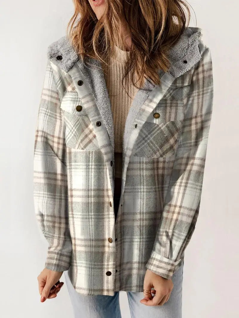 Di Lana | Cosy Plaid Fleece-Lined Jacket