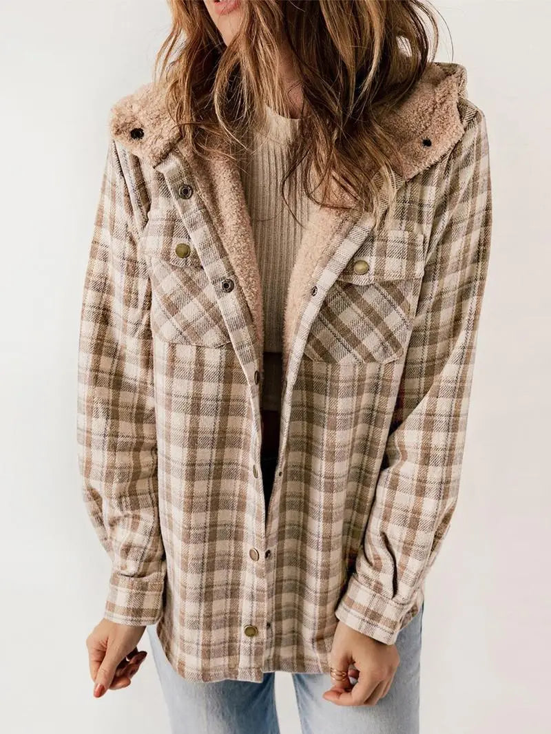 Di Lana | Cosy Plaid Fleece-Lined Jacket