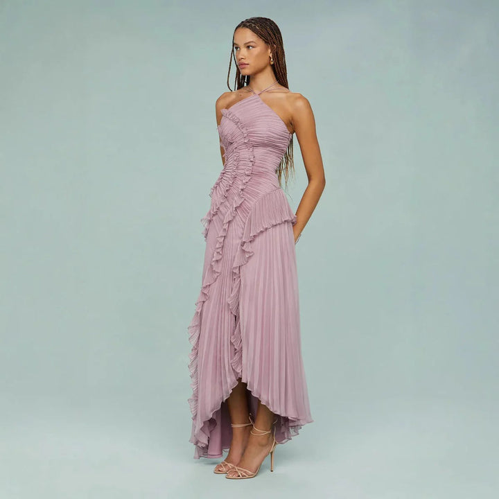OLAYA - LONG DRESS WITH RUFFLES