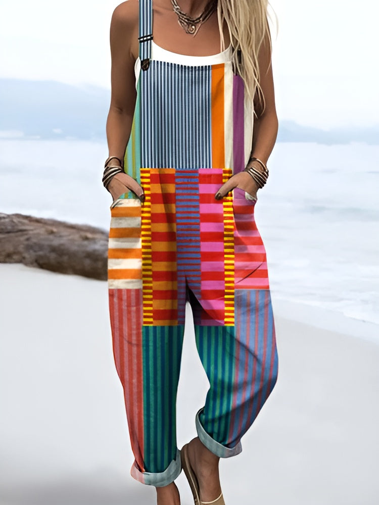 Lara Striped Color Pop Overalls