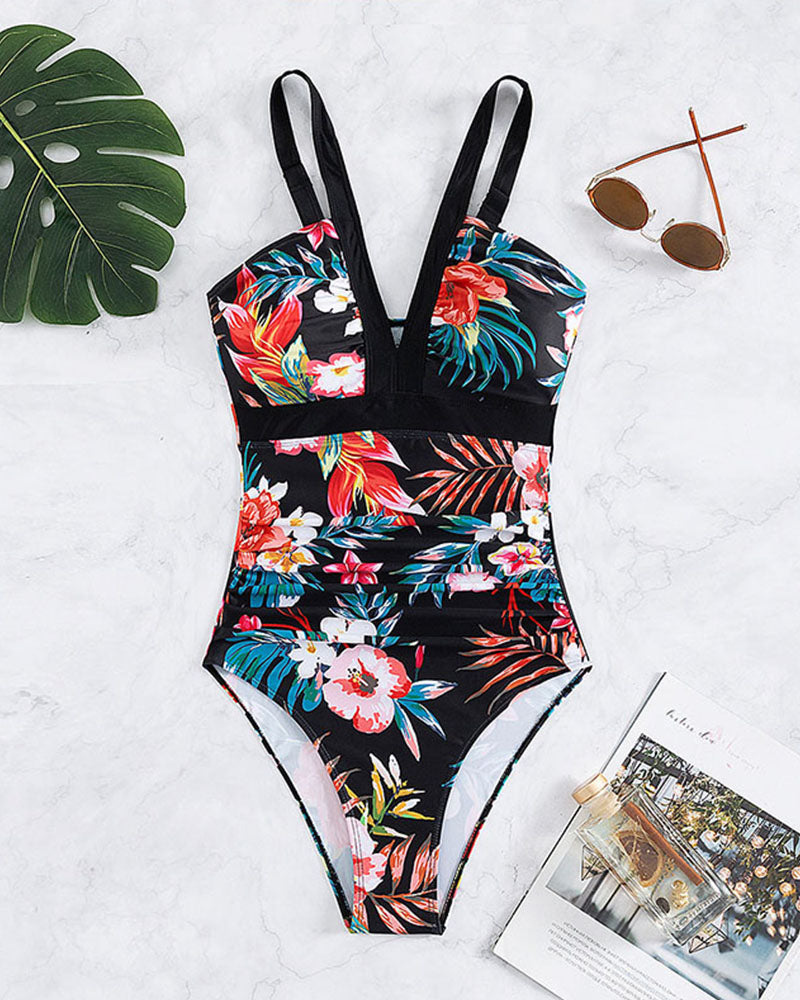 Janet - Elegant Floral One-Piece Swimsuit