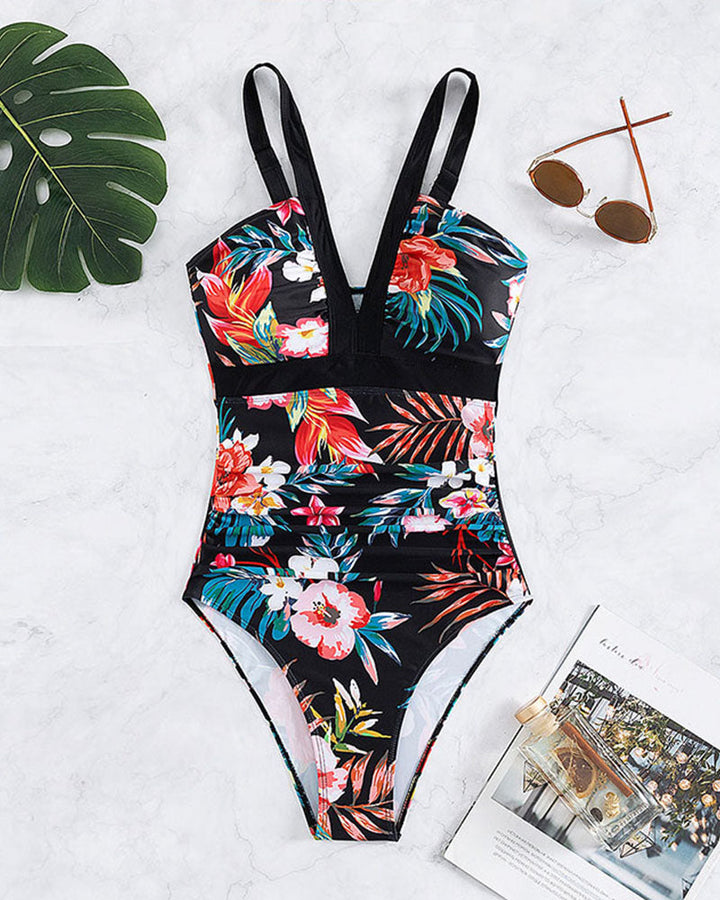 Janet - Elegant Floral One-Piece Swimsuit