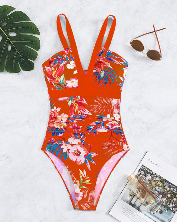 Janet - Elegant Floral One-Piece Swimsuit
