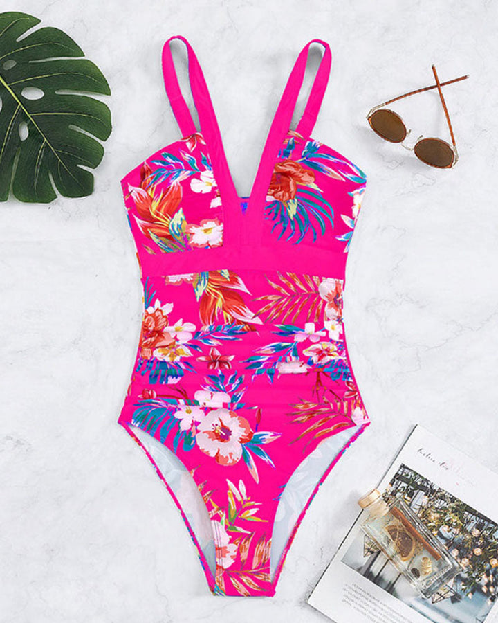 Janet - Elegant Floral One-Piece Swimsuit