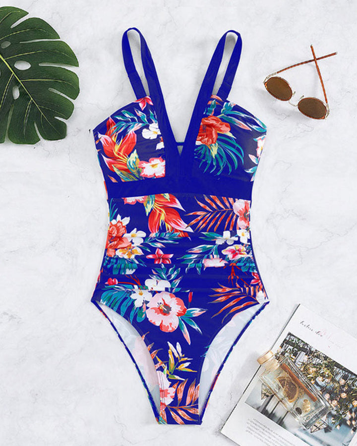 Janet - Elegant Floral One-Piece Swimsuit