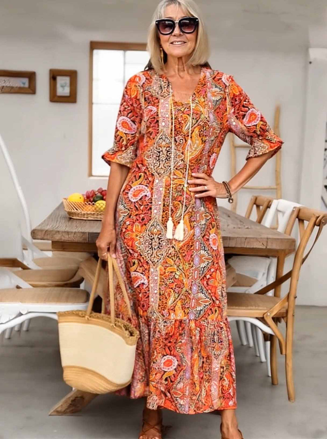 Farah | Vintage Print Tunic Dress