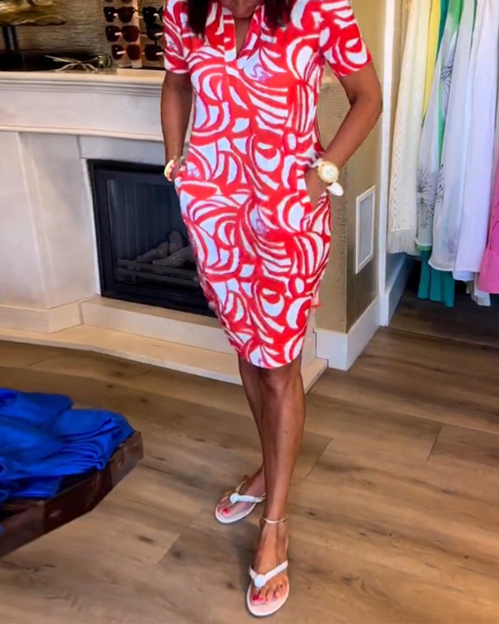 Maureen Printed Short-Sleeve Dress