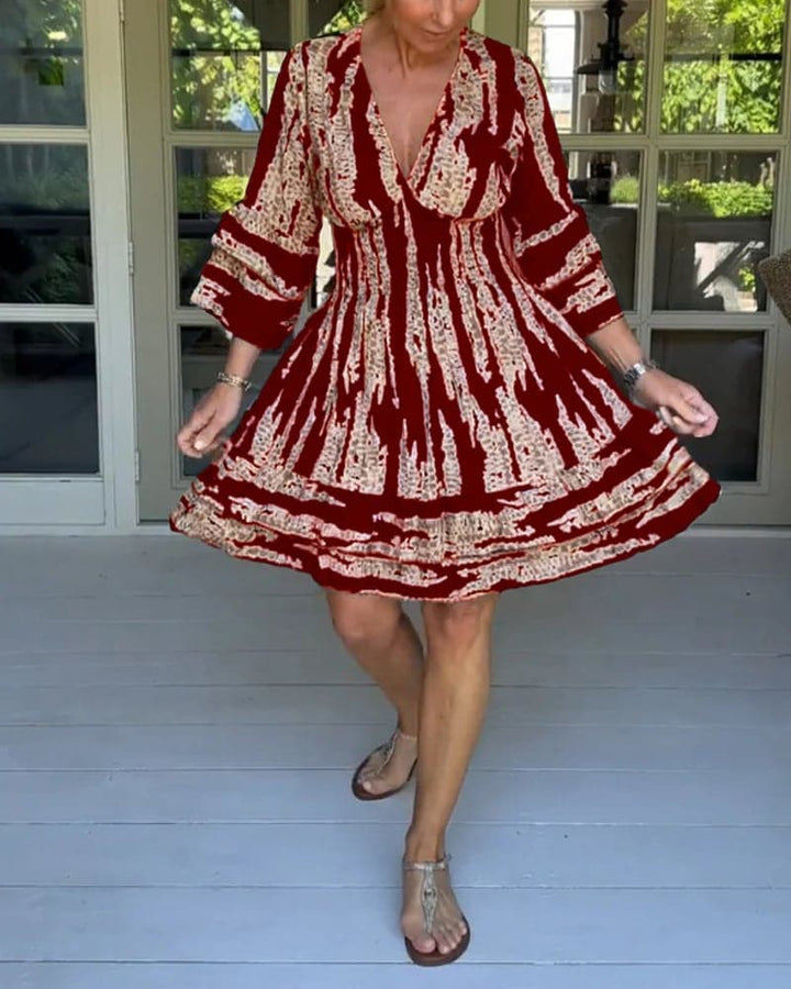 New Mikalya | 2025 Stylish V-Neck Dress with Three-Quarter Sleeves