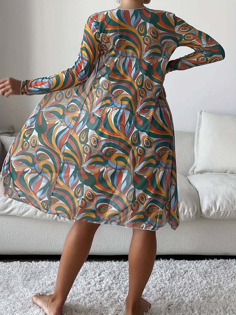 Abstract Print Sleeveless Swimwear