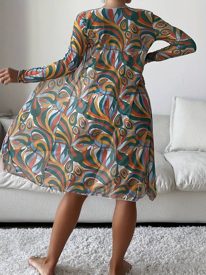 Abstract Print Sleeveless Swimwear