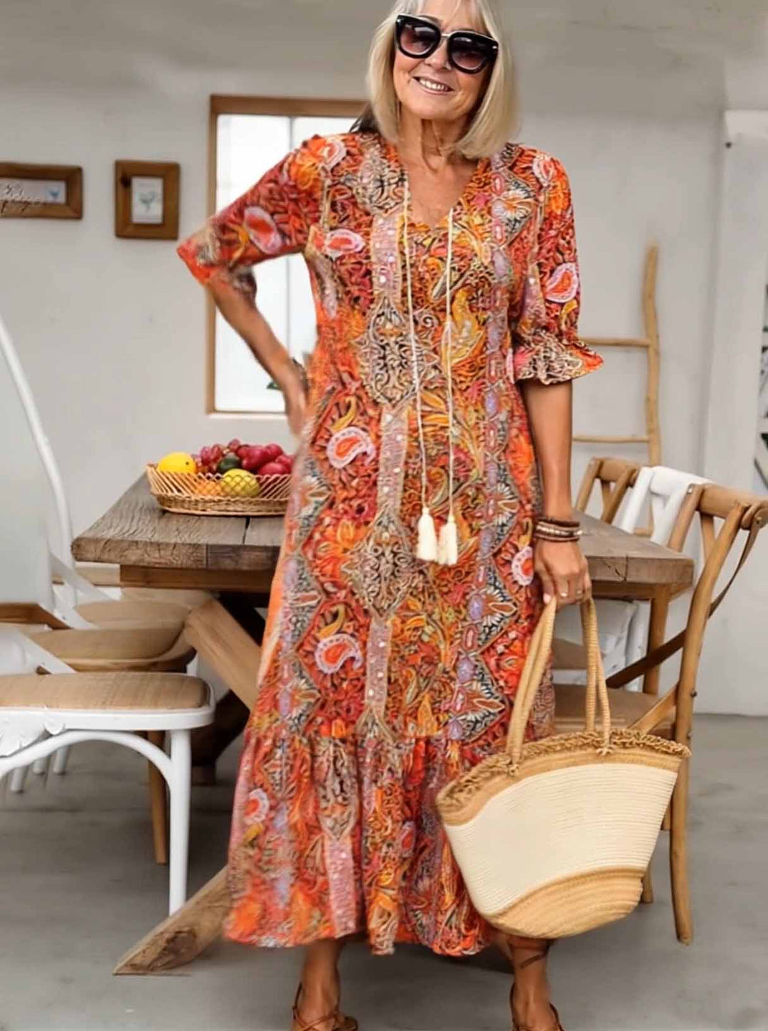 Farah | Vintage Print Tunic Dress